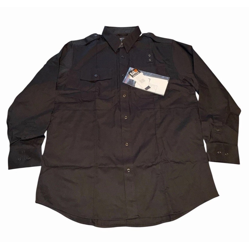 5.11 Tactical Shirt Mens XL 17-17.5 Black PDU A-Class Twill Long Sleeve Uniform